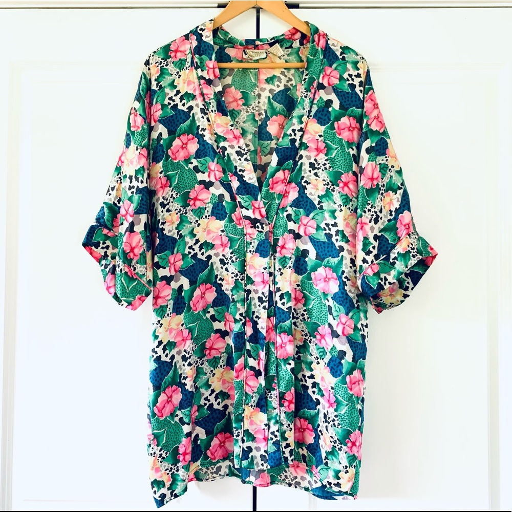 Victoria Secret silk robe floral kimono gold label - Picture 8 of 8